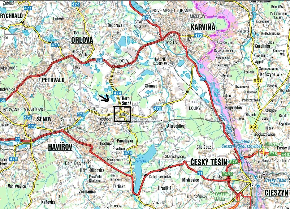 Horní Suchá - mapa